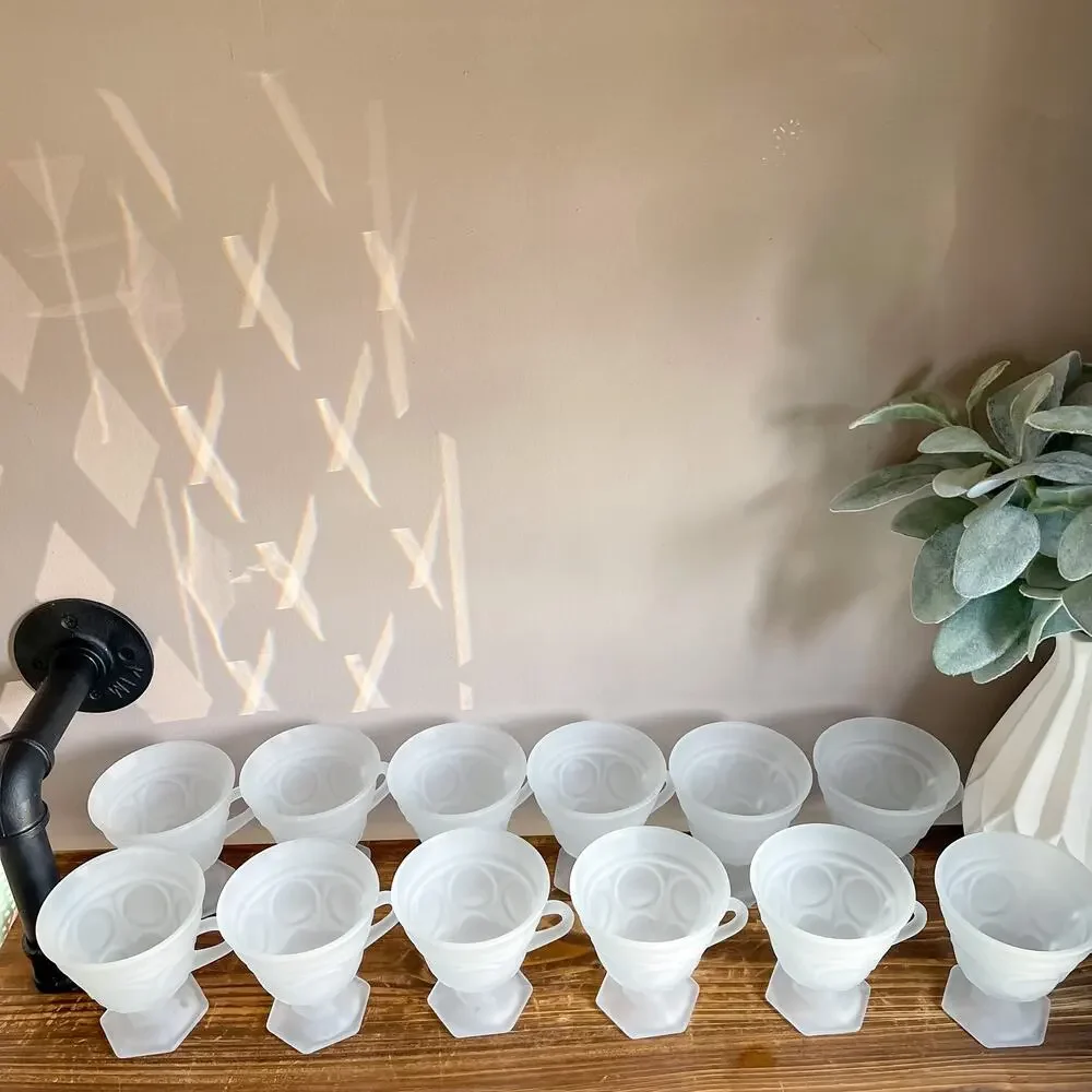 12 Tiara Provincial Frosted Glass Punch Cups